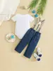 Conjunto de Peto de Mezclilla para Primer Cumpleaños Mono de Manga Corta Estilo Británico Ropa Infantil Exportación Transfronteriza Exclusivo Clase A