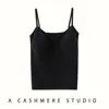 Colete de Cashmere Sem Mangas para Mulheres, Gola V, Alças Finas, Costas Bonitas, Novo Estilo Outono/Inverno, Corte Justo, Canelado, Camada Interna ou Camada Externa