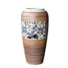 Jarrón de Cerámica Tallada Adornos Decoración Cerámica de Jingdezhen Pesado Accesorios para el Hogar Simple Porcelana Azul y Blanca Jarrón Hidropónico