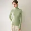 Suéter 100% cachemira pura para mujer, de cuello alto, listo para usar, ajuste slim para otoño e invierno, cuello alto apilado, camiseta base de punto ajustada