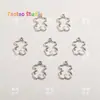 Acessórios para joias DIY pingente de urso oco de prata antiga pingente de biscoito de urso brincos fofos colar de mão material tecido à mão