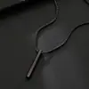 Colar Pingente Longo Hexagonal Minimalista em Aço Titânio para Homens e Mulheres, Estilo Casal, Estilo Cool, Gravação a Laser Possível, Corrente para Clavícula
