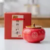 Todo va bien Tarro de caqui tarro de caramelo sellado de cerámica mini tarro de té decoración creativa para inauguración de casa tarro de aromaterapia