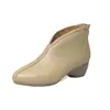 Botines estilo V para mujer, nueva colección otoño 2026, con detalle de trenzado, tacón grueso, suela suave, diseño versátil y cierre de cremallera en la parte trasera, perfectos para mamás