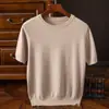Camiseta masculina de manga curta, estilo coreano moderna, gola redonda, manga curta, roupas masculinas slim fit de cor sólida para primavera e outono, camisa de malha estilosa