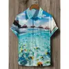 Nueva Camisa Casual de Verano Camisa de Manga Corta con Estampado Hawaiano para la Playa