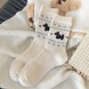 Calcetines de Lana Cálidos Estilo Nuevo Otoño e Invierno Fair Isle Retro Venta al por Mayor Japoneses Modernos Versátiles Gruesos para Mujer