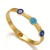 Pulsera Impermeable de Acero Inoxidable Chapado en Oro Real, Pulsera de Acero Ecológico con Ojo de Resina Zirconio No Descolorante, Acero de Titanio