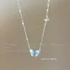 Collar con Borlas de Mariposa Perlada y Degradado de Cristal de Hielo Cadena de Clavícula de Verano Gargantilla Dulce Fresca para Chica Popular