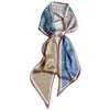 Lenço de seda estampado estilo coreano cachecol estreito cachecol de seda dupla camada cachecol dupla face cachecol longo gravata cabelo elegante lenço de cabeça bolsa de gravata feminina para o verão
