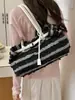 Bolso de Hombro para Mujer Estilo Coreano Moda Rayas Bloques de Color Forma de Corazón Bolso de Mano Elegante Bolso Tote para Viajar al Trabajo y Compras Bolso de Axila