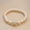 Pulsera de perla natural de luz fuerte, temperamento de nicho de alta calidad, pulsera de jade Hetian para mujer, nuevo estilo chino, regalo de lujo ligero para amigas