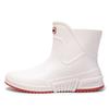 Botas de lluvia de media pantorrilla estilo coreano para hombre y mujer, antideslizantes, impermeables, de moda, con forro polar cálido, zapatos de goma, zapatos cortos para agua, sobrecalzado, transfronterizo