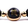 Pulseira Transfronteiriça Nova de Areia Azul 10mm Doze Constelações para Homens e Mulheres Nova Pedra Preta Brilhante Lua Estrela Contas Mão
