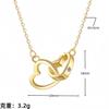 Deseo Popular Moda Transfronteriza Colgante en Forma de Corazón Simple y de Alta Gama Corazón a Corazón Collar de Doble Corazón Cadena para Clavícula de Mujer