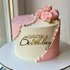 Estilo Ins Transfronterizo Feliz Cumpleaños Letras Inglesas Acrílico Decoración Lateral para Pastel Suministros para Fiestas Suministro Directo de Fábrica