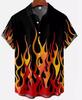 Camisa holgada de manga corta con bolsillo y estampado digital 3D de llamas para hombre, novedad de verano 2023