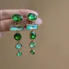 Pendientes de Borla de Cristal de Color Esmeralda con Gradiente Falso de Piedra Falsa Pendientes Verdes Elegantes Retro Pendientes Largos