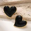 Brincos de Tarraxa Coração Grande Irregular Retro Aço Inoxidável 304 Brincos de Temperamento Simples Joias de Alto Padrão Venda por Atacado