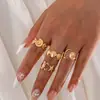 Conjunto de Anillos Metálicos Personalizados de Moda y Tendencia con Forma de Estrella de Mar, Concha, Cangrejo, Luna, Sol y Caracol Adecuado para Mujeres
