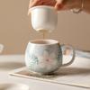 Caneca de Cerâmica Miyan para Separação de Água e Chá Caneca de Cerâmica Pintada à Mão com Filtro e Tampa Caneca de Chá para Escritório Copo para Beber