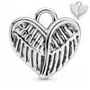 Set de 11 piezas de colgantes serie alas de corazón plateadas, dijes vintage de aleación para manualidades, para pulseras, llaveros y accesorios