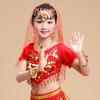 Accesorios para Actuación de Danza India para Niños Aretes Pulsera Collar Étnico Pañuelo para la Cabeza Diadema Danza del Vientre Tocado de Lunares de Colores