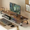 Soporte de altura ajustable para computadora de escritorio workstation para oficina en casa, estante para almacenamiento de teclado, soporte elevador para monitor