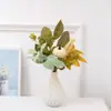 Decoraciones de plantas verdes artificiales en maceta para paisajismo del hogar, decoración de bodas, ramas de olivo, hojas de arce de Halloween, bayas, adornos de calabaza artificiales