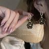 Pendientes de Colgante de Camelia Estilo Francés Vintage de Gama Alta, Pendientes Elegantes de Temporada, Pendientes Florales Estilo Té, Modernos