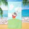 Toalha de banho de secagem rápida infantil de grandes dimensões Giz de cera Pequena nova toalha de praia Microfibra Velo de dupla face Toalha de praia com impressão digital