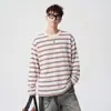 Sudadera con capucha de manga larga a rayas de bloques de color versátil, retro americano adelgazante para hombre, Otoño y Primavera, Camisa Base Suelta de Marca de Moda