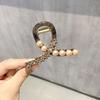 2024 Novo High-end Sense Estilo Coreano Pérola Strass Grab Clip Luz de Luxo Strass Tubarão Clipe Voltar Cabeça Disco Hairpin Hairpin