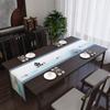Camino de mesa chino zen con impresión digital de PVC, impermeable y a prueba de aceite, rectangular, fino de PU, camino de mesa chino, bandera de té