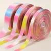 Flor de Cinta de Satén de Colores Empaque de Regalo Floristería Pastel Transferencia de Calor Arcoíris Gradiente Cinta de Poliéster