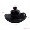 Quemador de Incienso de Cerámica Negra con Base de Loto Estilo Chino, Portainciensos de Madera Sagrada, Purificación del Aire, Meditación Yoga, Adorno de Decoración para el Hogar