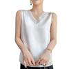 Chaleco Top de Tirantes con Cuello en V para Mujer 2025 Verano Nuevo Estilo Malla Sin Mangas Exterior Satén Base Exterior Ropa Suelta