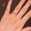 Anillo de Oro Cepillado Diamantado Cepillado Vintage de Lujo Anillo de Calabaza para Mujer por Pu Zuo Gold Store