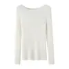 Suéter Minimalista de Punto Fino 100% Lana de Hombro Único para Mujer, Ajuste Delgado, Delgado, Capa Interior Transparente, Tejido, Otoño/Invierno 2026