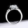 Anillo de Lujo Cuadrado de Plata S925 Transfronterizo con Moissanita de Color para Mujer Plata Esterlina Platino Simulación de Diamante Diamante Venta al por Mayor