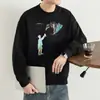 Sudadera informal y moderna de estilo americano con estampado de grafiti creativo, cuello redondo, corte holgado, unisex, para adolescentes y estudiantes de secundaria, invierno