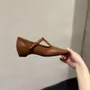 Mary Jane Salto Alto Estilo Francês Celebridade da Internet Sapatos Internos para Aumentar a Altura 2025 Outono Novo Sapatos de Couro Pequenos