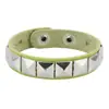 Pulseira Clássica Quadrada com Rebites de Venda Quente Transfronteiriça Personalidade Punk Couro PU Aço Inoxidável Fivela de Pressão Pulseira Pulseira