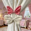 Corbata de cortina con lazo de Princesa Fugitiva Rosa, Terciopelo, Lazo 3D, Decoración de Ventana para Habitación de Princesa