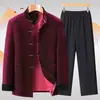 Chaqueta Estilo Chino para Hombre de Mediana Edad y Ancianos Primavera y Otoño Cuello Alto Traje Tang Estilo Chino Color Sólido Manga Larga Talla Extra Chaqueta para Papá Abuelo