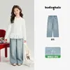 Jeans Infantiles Pudding Haru Nueva Colección Primavera 2026 con Lazo y Adorno de Pedrería, Mezclilla Suave que No se Destiñe para Niños