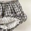 Shorts de Pierna Ancha Bloomers Elásticos a Cuadros Retro Reductores de Edad para Mujer Verano 2026 Nuevo Estilo Coreano Dulce Moda