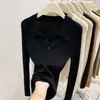 Estilo Old Money Camiseta de Manga Larga con Cuello Polo Capa Base para Mujer Otoño/Invierno 2026 Nuevo Suéter Suave y Acogedor Top de Abrigo Moderno