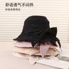 Sombrero de Pescador con Abertura Trasera y Lazo de Estilo Japonés para Mujer, Otoño, Casual, a la Moda, Combinable con Todo, para Exterior, Parasol, Protector Solar, Sombrero de Cubo