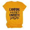El camping es mi favorito. Amazon Wish Camiseta casual y cómoda de manga corta con cuello redondo para mujer europea y americana